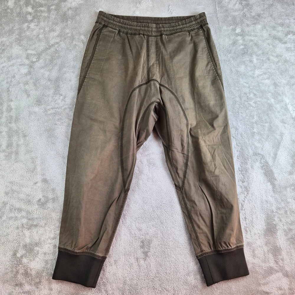 Neil‎ Barrett Slouch Fit Low Rise Olive Green Cotton Linen Blend Jogger Pants 50